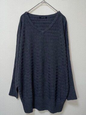 Airisa Clip Gray V-Neck Knit Casual Simple Loose